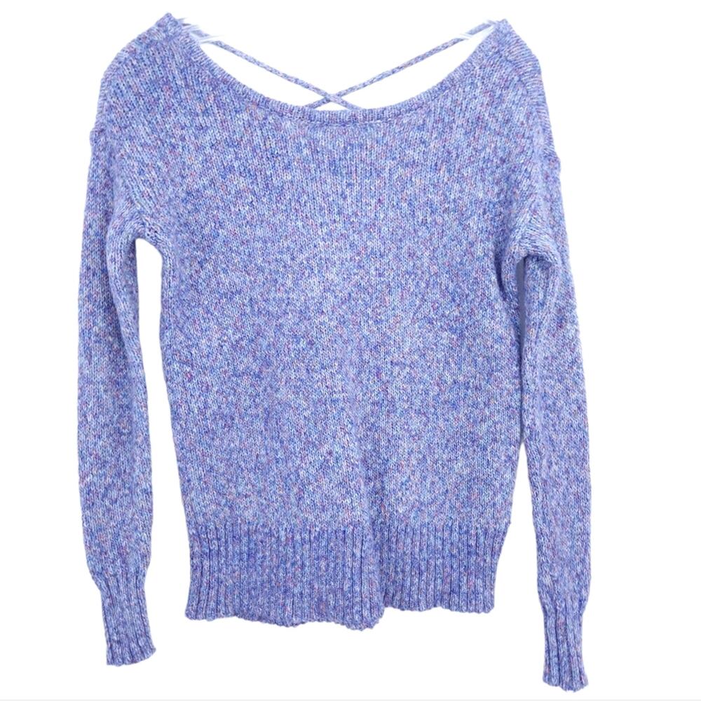 American Eagle Sweater XXS Purple Marled Colors. Criss Cross Back Long Sleeve